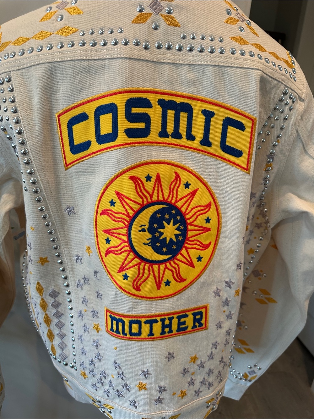 MOTHER The Bruiser Appliquéd Studded Denim Jacket New! - Picture 13 of 16